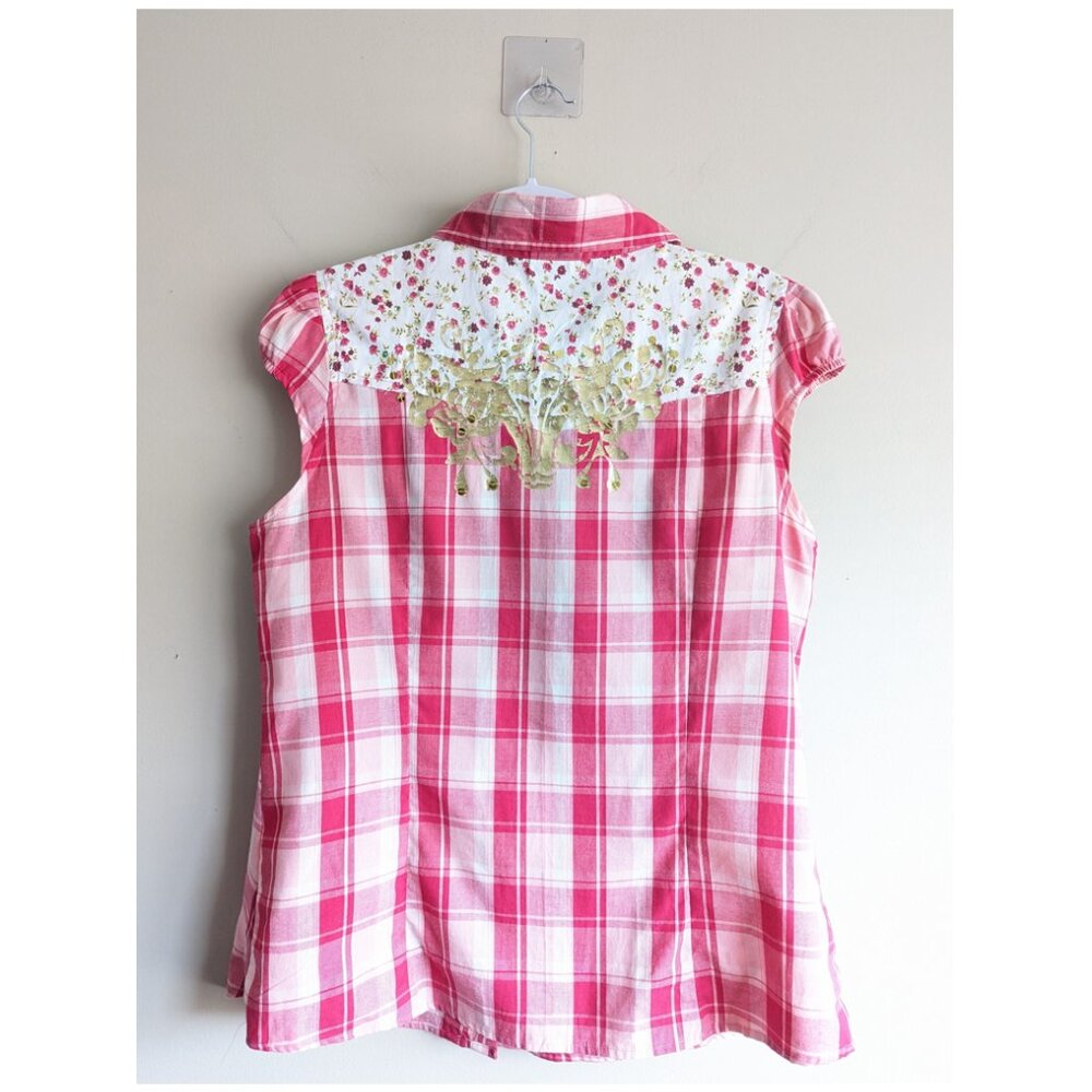 Vintage Pink Plaid Button Down Shirt - Picture 2 of 5